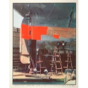   Ore Carrier Ship Rudder Dry Dock   Original Print