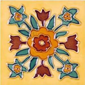   Painted Mission Deco Botanika 6 x 6 Ceramic Tile