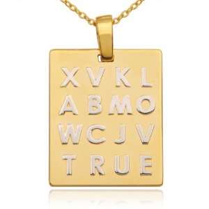 18k Gold Plated Sterling Silver Two Tone True Hidden Message Pendant 