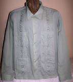   GREEN GUAYABERA TROPICAL SHIRT LS w/TUCKING & EMBROIDERY   2 XL  