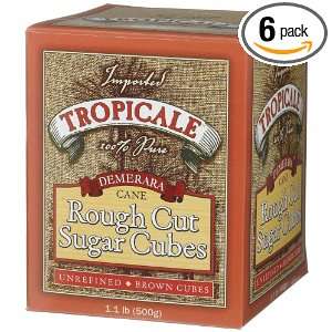Tropicale Demerara Cane Rough Cut Sugar Cubes, 1.1 Pound Boxes (Pack 