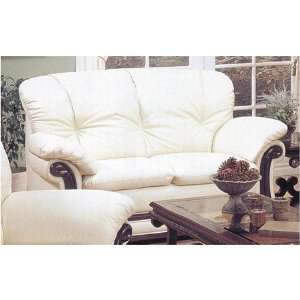  Elegance Style Bone Color Top Grain Leather Couch Loveseat 