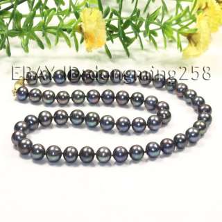 AA 8 9mm beautiful black fresh water pearl necklace 17, 18, 19, 20 