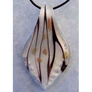  Murano Art Glass Pendant Lampwork Necklace, Leaf, Y29 