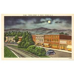   Postcard Trade Street at Night Tryon North Carolina 