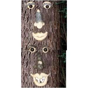 Tree Bark Garden Decor Yard Man Set of 2 Faces:  Home 