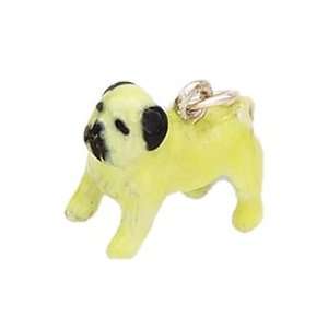  0.925 Sterling Silver and Enamel Pug Dog Pendant Charm 