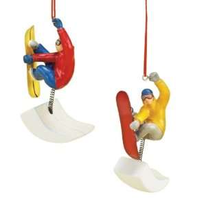  Snowboard Half Pipe Christmas Ornaments (set of 2): Sports 