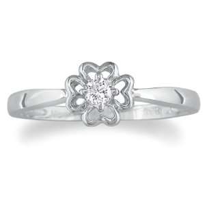  Diamond Promise Ring Set in Sterling Silver .07ct ( Sizes 