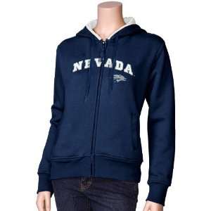 : Nevada Wolf Pack Navy Blue Ladies Aerial Full Zip Hoody Sweatshirt 