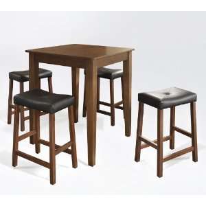  St. Louis 5 Piece Cherry Pub Table with Upholstered Saddle 