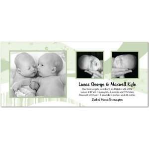  Twin Birth Announcements   Graceful Lines Pistachio By Sb 