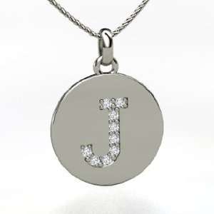   Pendant, 14K White Gold Initial Necklace with Diamond: Jewelry