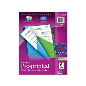  Avery Preprinted 2 Pocket 6 Tab Plastic Dividers   Pack of 