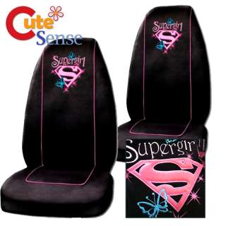 Super Girl Car Seat Cover Auto Accessories Set 9pc Pink  
