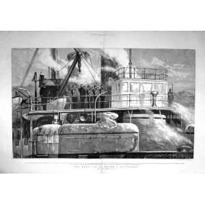  1894 Reveille Board Battle Ship Bugles War Fine Art