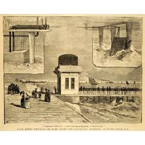  1889 Print Wave Water Tower Tank Ocean Grove NJ Pier 