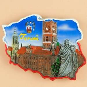  Poland Map Magnet   Torun, Old Town Hall Patio, Lawn 