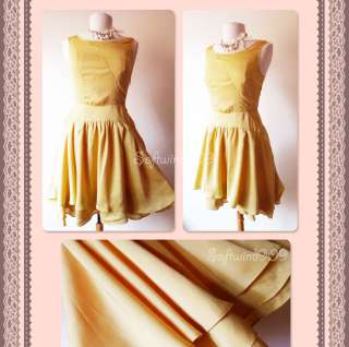 NEW Mustard Yellow Sleeveless Full Flare Skirt Ruffle Sham Classic MOD 