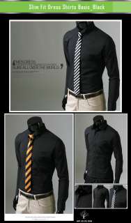 B01 003 Mens Shirts Slim Fit Dress Shirt Basic_Black  