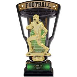 Back Custom Football Trophies GREEN COLOR TEK PLATE 9.25 STADIUM BACK 