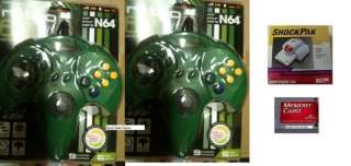 Green Tomee Controllers + Rumble + Memory for N64 NEW  
