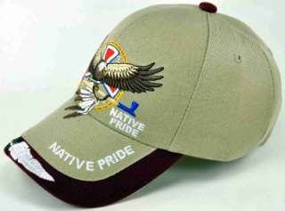 NEW NATIVE PRIDE EAGLE FEATHER CAP HAT TAN  