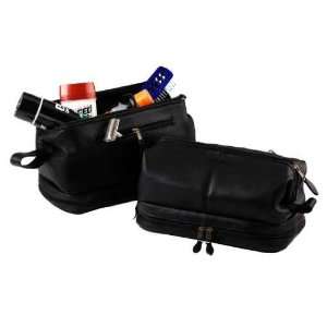 Leather Toiletry Bag And Zippered Bottom Compartment 