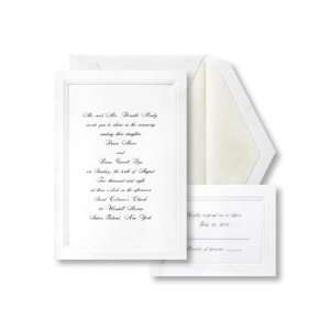  Bright White Triple Panel Formal Wedding Invitation 