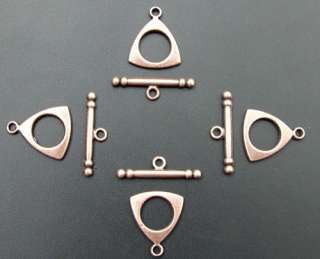 40 Antiqued Copper Triangle Toggle Clasps Free Ship  