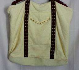 Large Shay Todd Designer Yellow Terry Tote Beach Bag Purse Stud 