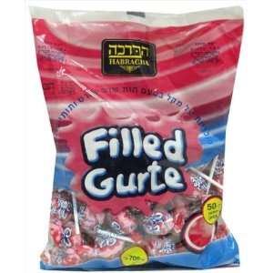 Habracha Strawberry Flavor Chew Filled Kosher Lollipop (Large)  