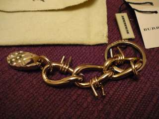 BURBERRY Barbrook key ring chain fob Black Gold NWT  