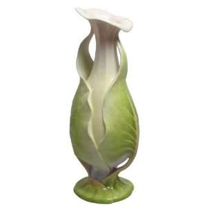   Lotus Leaf Wrapped White Vase Pink Tinged in Opening: Home & Kitchen
