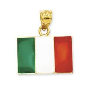  14k Gold Solid Enameled Italy Flag Pendant Jewelry