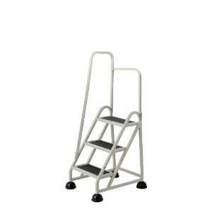    Step Ladder 3 Steps with Left Handrail 27 inch High Top Step, Beige