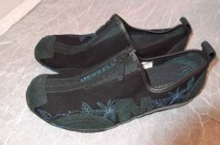 Womens MERRELL BARRADO SPORT NAVY Blk & Blue FLowered Canvas Shoes 