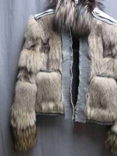 11.4K Lanvin Silver Fox Fur Wool Blends Jacket Coat 40 NWT  