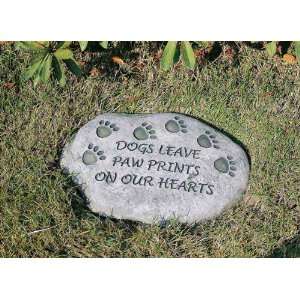   Paw Prints On Our Evergreen Hearts Tiding Stone: Patio, Lawn & Garden