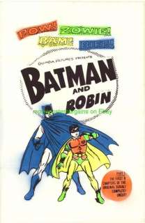 BATMAN AND ROBIN MOVIE POSTER 1940s serial R1965 ORIG  