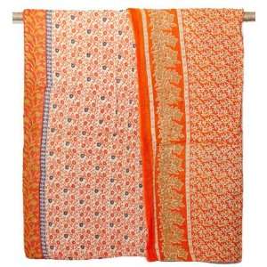  Kantha Stitch Throw   Orange & Purple