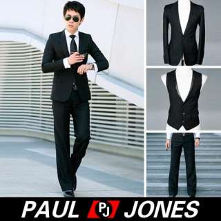 Mens Fashion COOL Slim Fit One Button Suit 3pcs NEW  