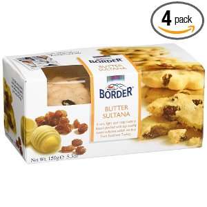 Borders Butter Sultana Cookies, 5.3 Ounce Boxes (Pack of 4)  