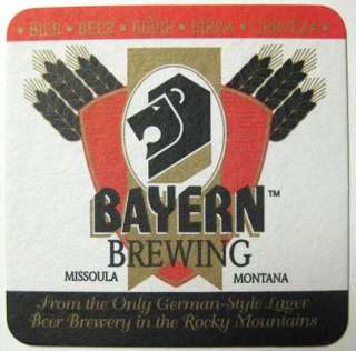 BAYERN BREWING Beer COASTER Mat, Missoula, MONTANA 1995  
