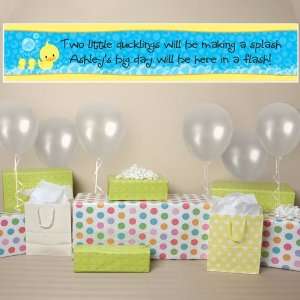  Banner   Twin Ducky Ducks   Personalized Baby Shower 