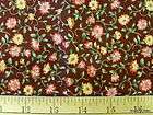 PINK FLORAL on SIENNA BROWN 100% Cotton QUILTING FABRIC