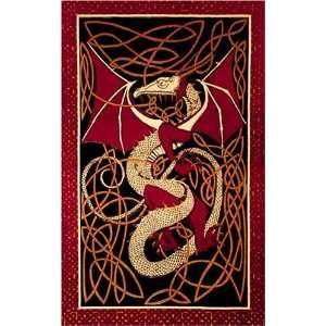 Red Dragon & Celtic Knot Indian Bedspread, Double Size:  