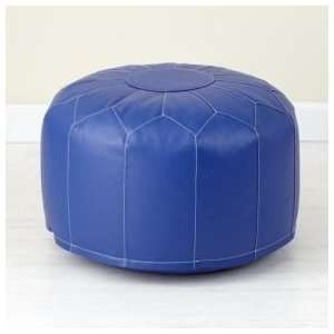   Blue Faux Leather Pouf Ottoman, Db Leather Seats Pouf: Home & Kitchen