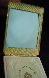 Vintage MAX FACTOR Compact Rouge Gold Mesh Rhinestones  