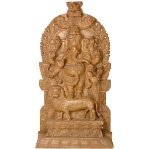  Simha Ganesha   South Indian Temple Wood Carving